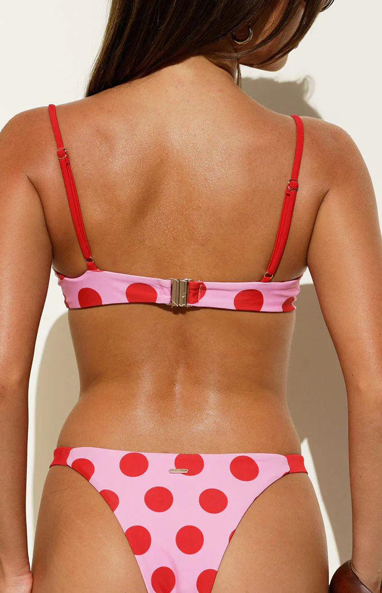 Pink and Red Polka Dot Underwire Bikini Top - Image 5