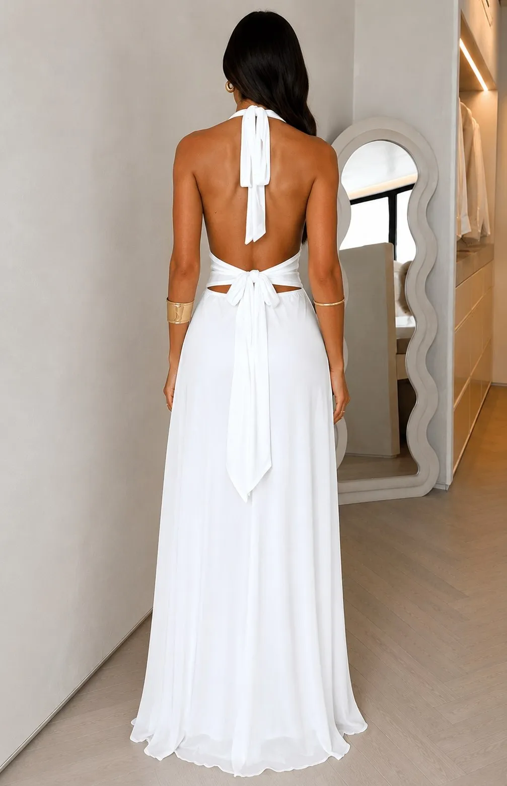 Women's Halter V-Neck High Slit Maxi Dress - Image 4