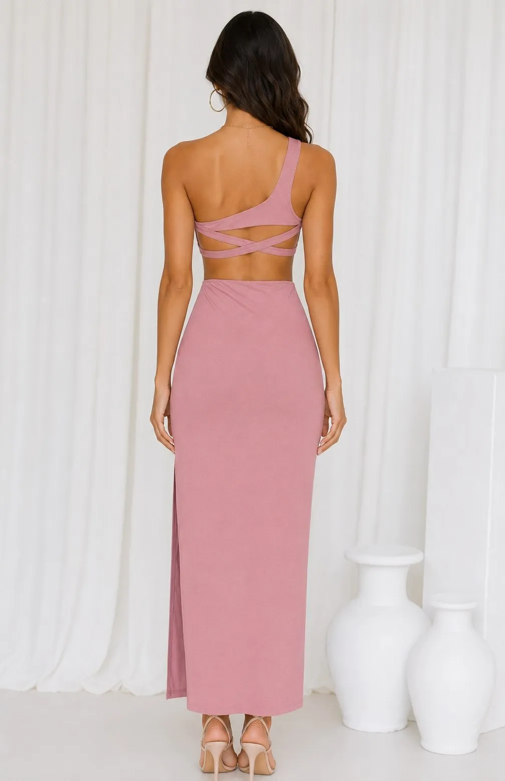Women's One Shoulder Cutout Bodycon Maxi Dress - Image 4